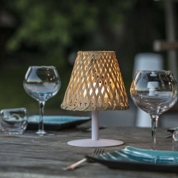 Lampe de table sans fil - LUMISKY - IBIZA - H26 cm - Bambou naturel - LED blanc chaud et blanc LUMISKY