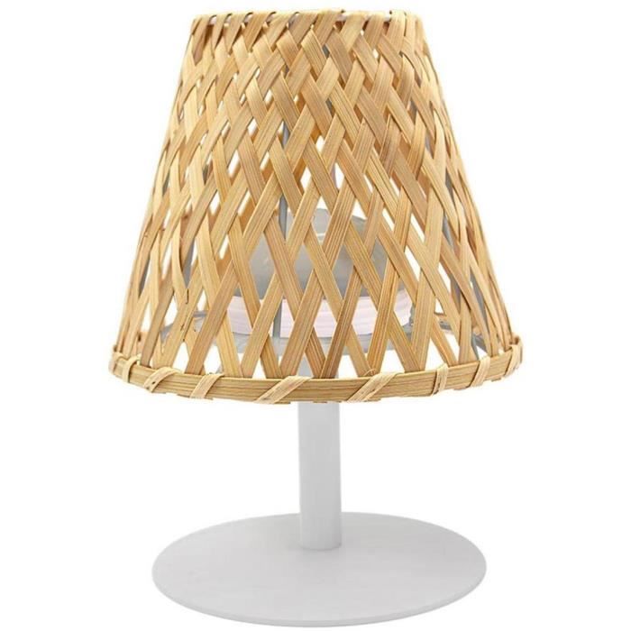 Lampe de table sans fil - LUMISKY - IBIZA - H26 cm - Bambou naturel - LED blanc chaud et blanc LUMISKY