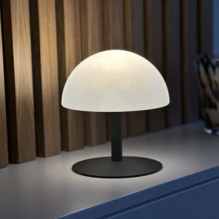 Lampe de table sans fil - LUMISKY - NEPTUNE ROCK - H20 cm- Pied en acier - Gris - LED blanc chaud et blanc LUMISKY