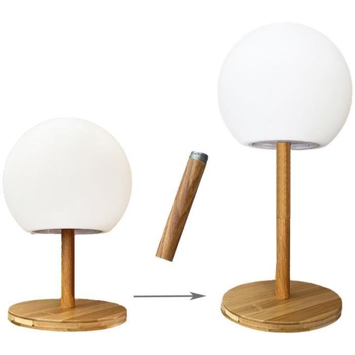 LUMISKY - Lampe de table - sans fil - pied en bambou extensible - H28cm - LED blanc chaud/blanc LUNY - Paloma Tech