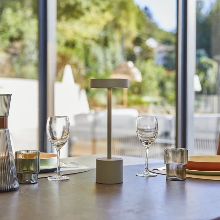 Lampe de table sans fil - LUMISKY - ROBY GREY - H30 cm - Touch en aluminium - Gris clair - LED LUMISKY