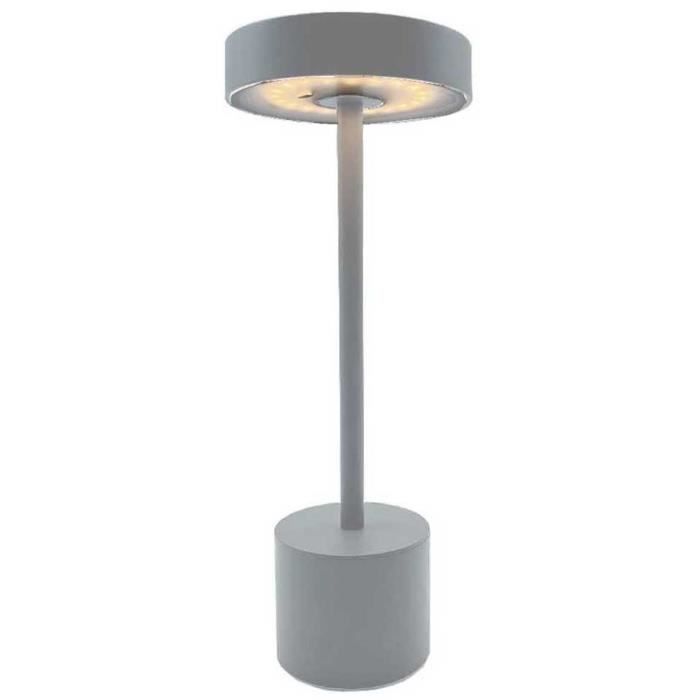 Lampe de table sans fil - LUMISKY - ROBY GREY - H30 cm - Touch en aluminium - Gris clair - LED LUMISKY