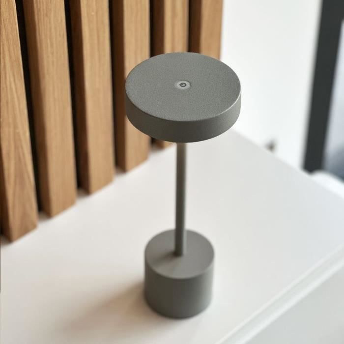 Lampe de table sans fil - LUMISKY - ROBY GREY - H30 cm - Touch en aluminium - Gris clair - LED LUMISKY