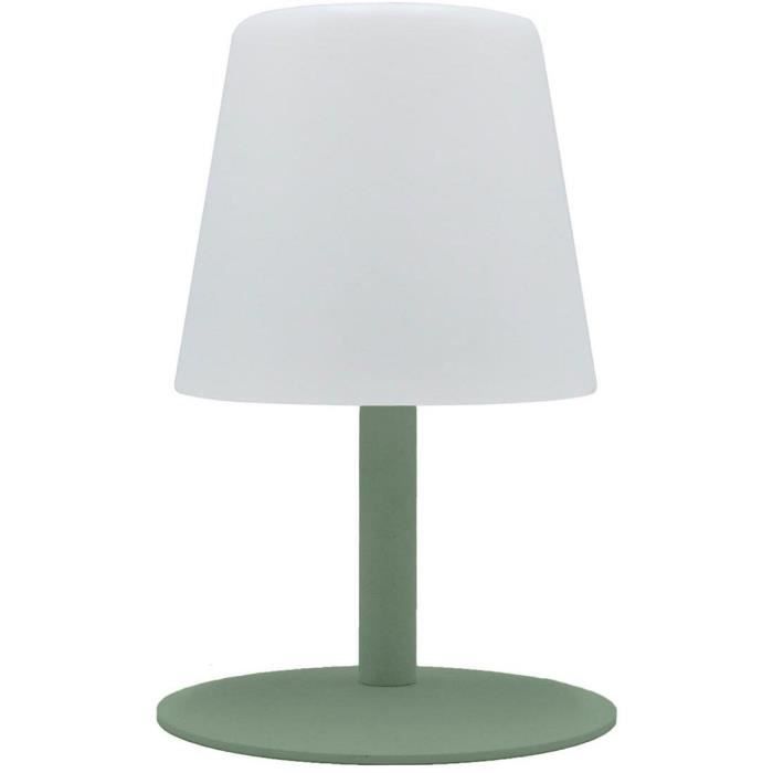 Lampe de table sans fil - LUMISKY - STANDY MINI Olive - H25 cm - Pied en acier vert olive - LED blanc chaud et blanc LUMISKY