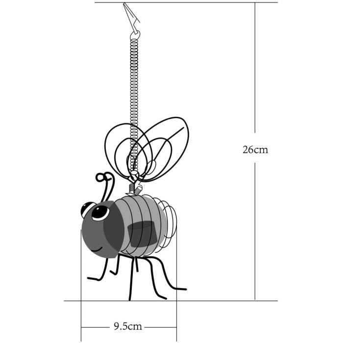 Lampe solaire Abeille - GALIX - 4 LED blanches - 8 heures d'éclairage - Métal et verre GALIX