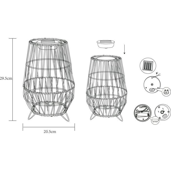 Lampe solaire décorative a filament blanc chaud H30cm - GALIX GALIX