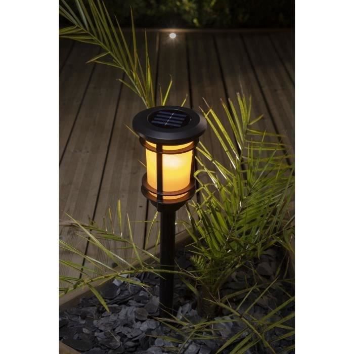 Lanterne solaire effet flamme naturelle - GALIX - 33 LED vacillantes - ABS thermoformé - 64/53 x 13,4 cm GALIX