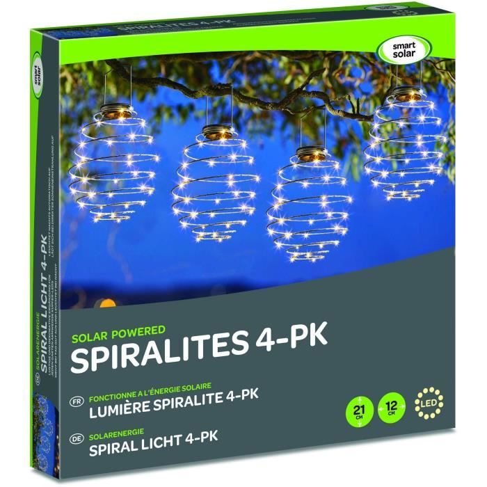 Lanterne solaire Spiralight SMART GARDEN - Pack de 4 - Contemporain - Energie solaire - Extérieur - Gris SMART GARDEN