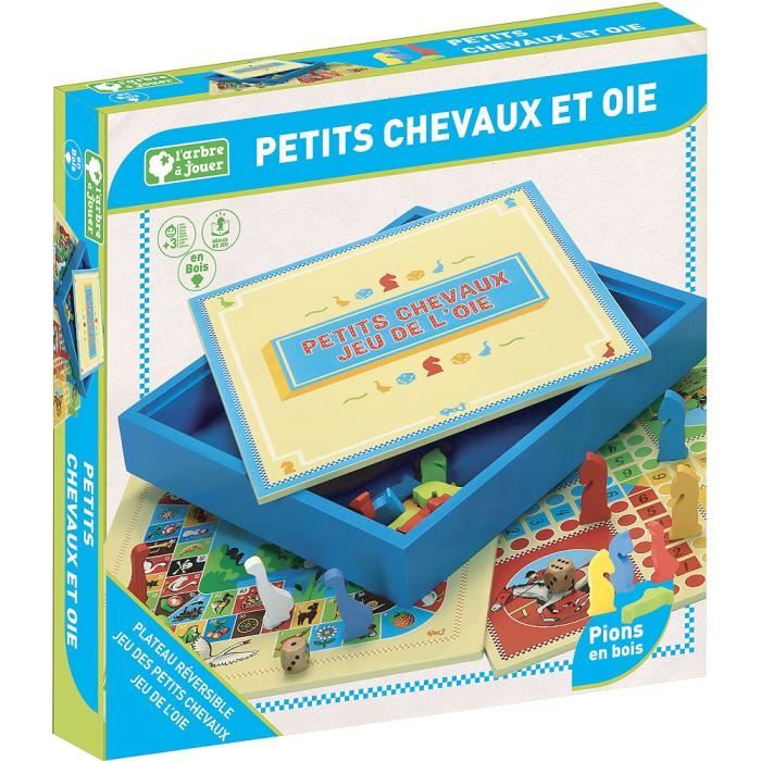 L’arbre a jouer - 66310 - jeux des petits chevaux et oie - coffret en bois