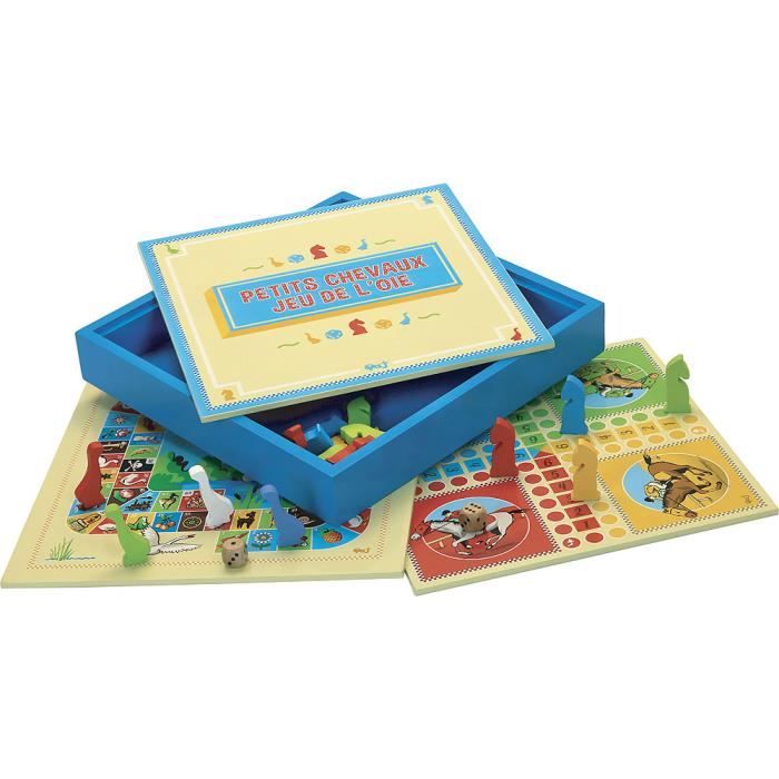 L’arbre a jouer - 66310 - jeux des petits chevaux et oie - coffret en bois