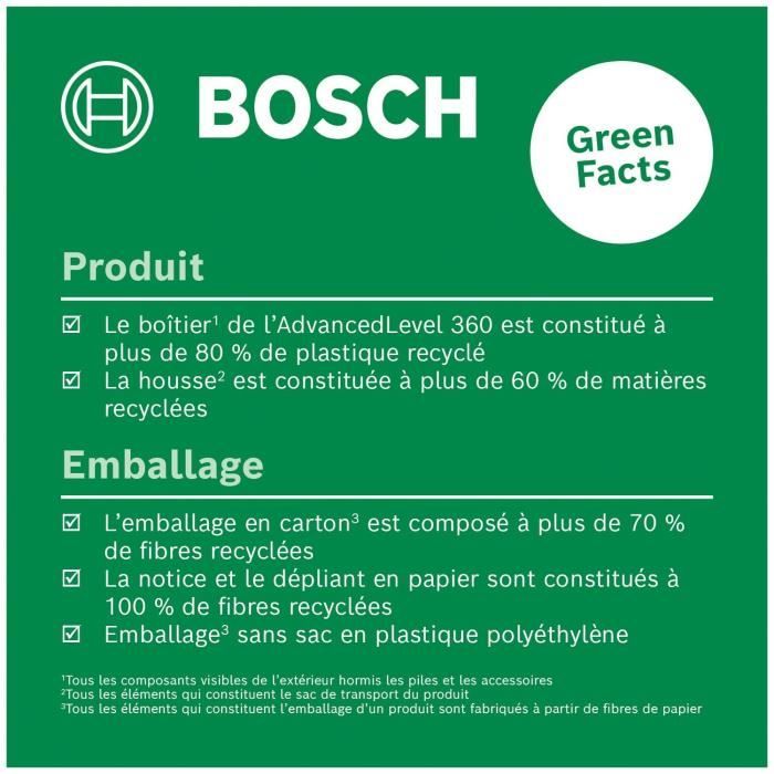 Laser lignes AdvancedLevel 360 de Bosch (3 laser lignes avec laser a 360° pour un alignement dans toute une piece