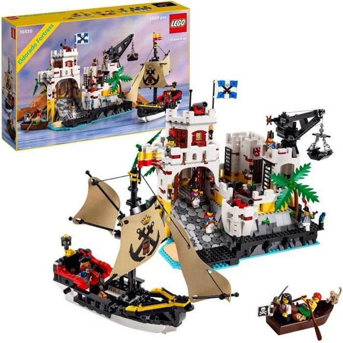 LEGO 10320 Icons La Forteresse de l’Eldorado Kit de Maquette pour Adultes avec Bateau Pirate et 8 Minifigurines