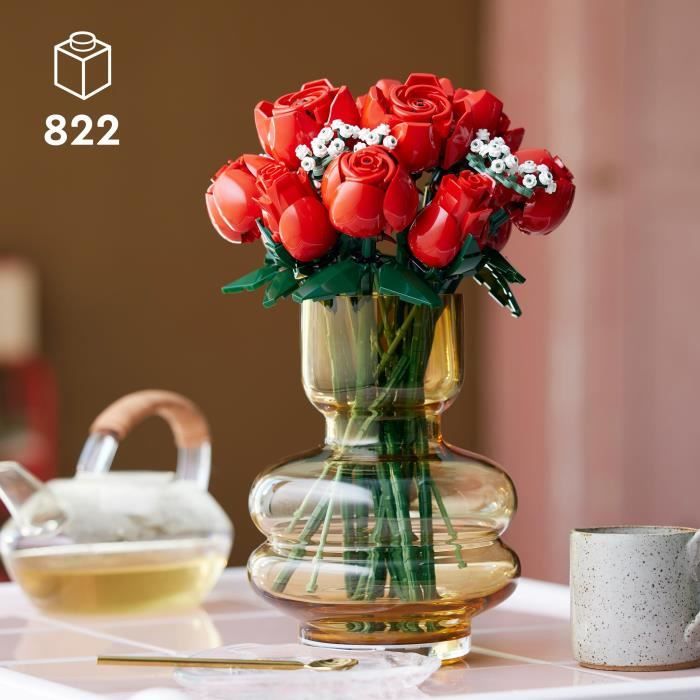 LEGO 10328 Icons Le Bouquet de Roses Fleurs Artificielles pour Décorer Cadeau de Saint-Valentin pour Adultes