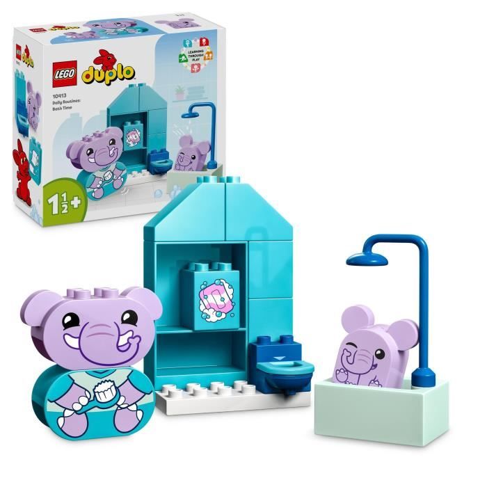 LEGO 10413 DUPLO My First Mes Rituels Quotidiens - Le Bain Jouet Éducatif pour Bébés Inclut 2 Figurines d’Éléphants