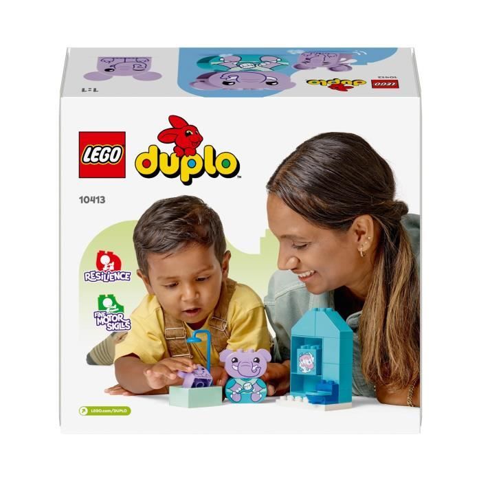 LEGO 10413 DUPLO My First Mes Rituels Quotidiens - Le Bain Jouet Éducatif pour Bébés Inclut 2 Figurines d’Éléphants