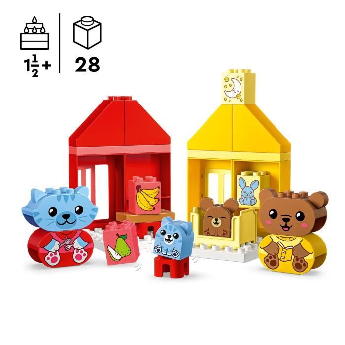 LEGO 10414 DUPLO My First Mes Rituels Quotidiens - Le Repas et le Coucher Jouet Social 4 Figurines Animales