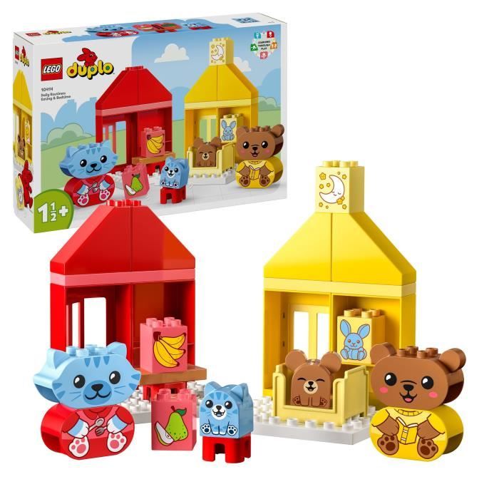 LEGO 10414 DUPLO My First Mes Rituels Quotidiens - Le Repas et le Coucher Jouet Social 4 Figurines Animales