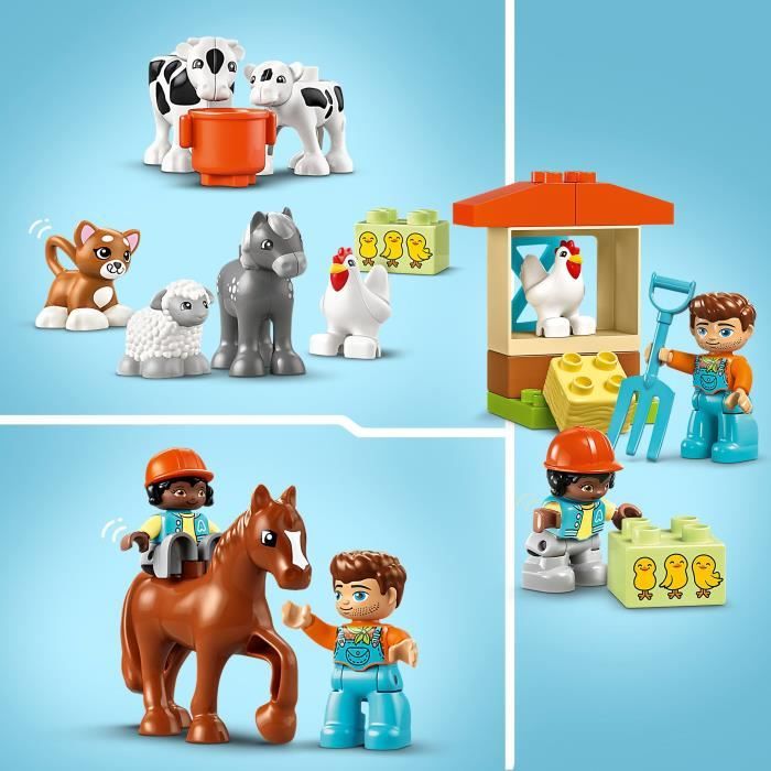 LEGO 10416 DUPLO Ma Ville Prendre Soin des Animaux de la Ferme Jouet Éducatif pour Bébés Maison Figurines de Chevaux