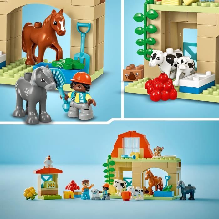 LEGO 10416 DUPLO Ma Ville Prendre Soin des Animaux de la Ferme Jouet Éducatif pour Bébés Maison Figurines de Chevaux