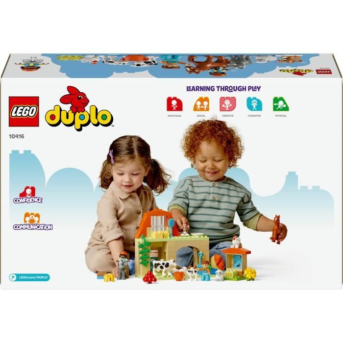 LEGO 10416 DUPLO Ma Ville Prendre Soin des Animaux de la Ferme Jouet Éducatif pour Bébés Maison Figurines de Chevaux