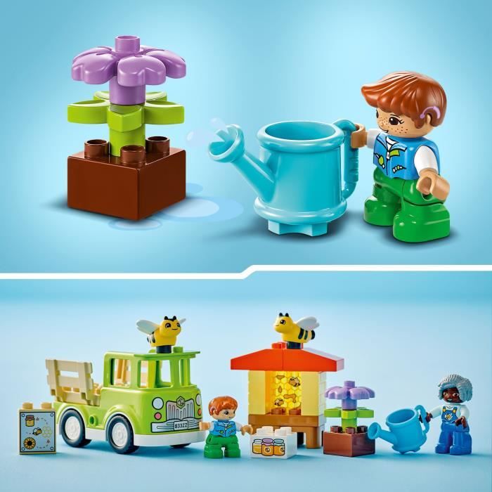 LEGO 10419 DUPLO Ma Ville Prendre Soin des Abeilles et des Ruches Jouet Éducatif pour Enfants 2 Figurines d’Abeilles