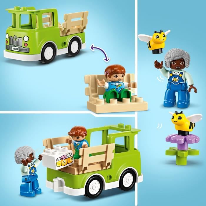 LEGO 10419 DUPLO Ma Ville Prendre Soin des Abeilles et des Ruches Jouet Éducatif pour Enfants 2 Figurines d’Abeilles