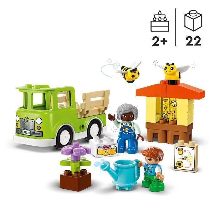 LEGO 10419 DUPLO Ma Ville Prendre Soin des Abeilles et des Ruches Jouet Éducatif pour Enfants 2 Figurines d’Abeilles