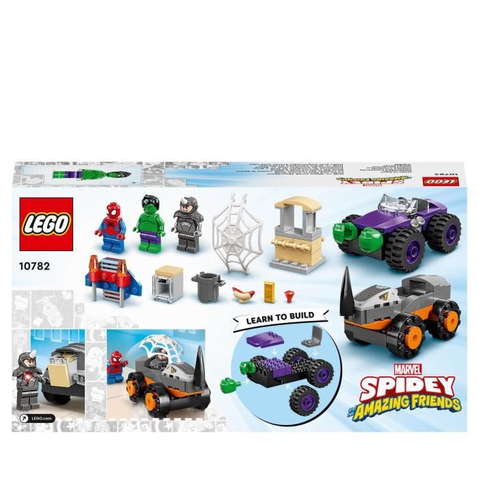 LEGO 10782 Marvel Spidey et Ses Amis Extraordinaires Le Combat Des Camions Hulk contre le Rhino Jouet Enfants + 4 Ans