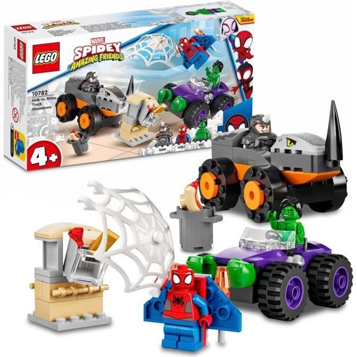 LEGO 10782 Marvel Spidey et Ses Amis Extraordinaires Le Combat Des Camions Hulk contre le Rhino Jouet Enfants + 4 Ans