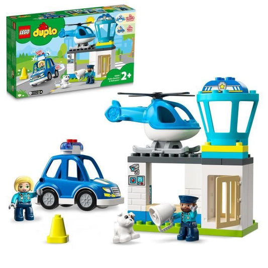 LEGO 10959 DUPLO Le Commissariat Et L’Hélicoptere De La Police Voiture Avec Gyrophare et Sirene Jouet d’Éveil Des 2 Ans