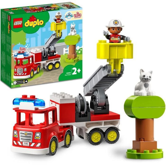 LEGO 10969 DUPLO Town Le Camion de Pompiers Jouet Éducatif Figurines Sauver les Animaux Jeu Éducatif Cadeau Enfants