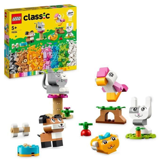 LEGO 11034 Classic Les Animaux de Compagnie Créatifs Jouet avec Animaux Modele Chien Chat Lapin Hamster et Oiseau