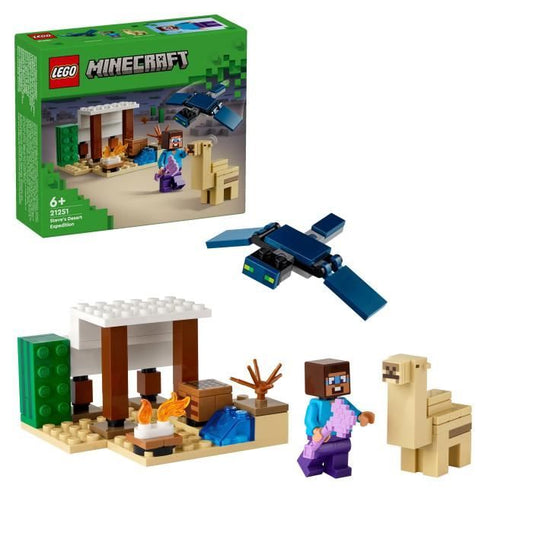 LEGO 21251 Minecraft L’Expédition de Steve dans le Désert Jouet de Jeu Vidéo Biome avec Maison et Figurines