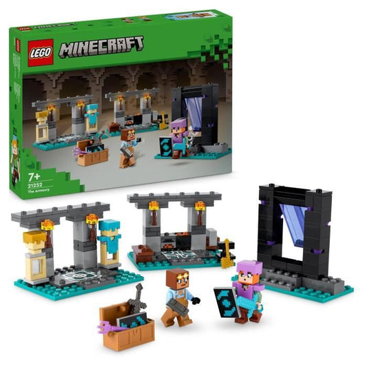 LEGO 21252 Minecraft L’Armurerie Jouet avec Forge d’Armes avec Personnages de Jeu Vidéo Alex Minifigurine