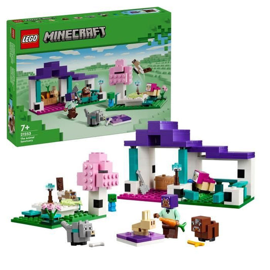 LEGO 21253 Minecraft Le Sanctuaire Animalier Jouet de Biome Plaine Minifigurines de Personnages et Figurines d’Animaux