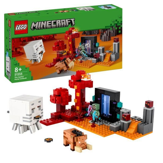 LEGO 21255 Minecraft L’Embuscade au Portail du Nether Jouet avec Scenes de Bataille et Minifigurines Figurine Hoglin