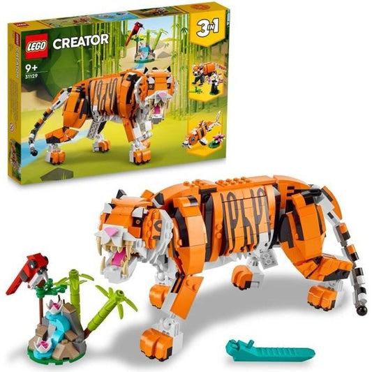 LEGO 31129 Creator 3-en-1 Sa Majesté le Tigre Jouet et Figurine Animaux se Transforme en Panda et Poisson Enfants