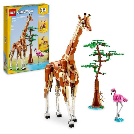 LEGO 31150 Creator 3en1 Les Animaux Sauvages du Safari Jouet avec Figurines d’Animaux Girafe Gazelles et Lion