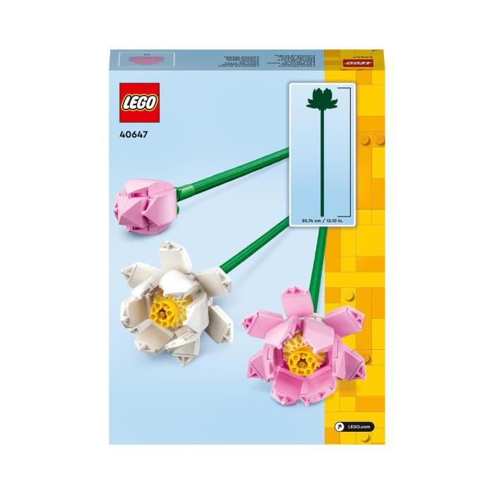 LEGO 40647 Creator Les Fleurs de Lotus Kit de Construction pour Filles et Garçons Des 8 Ans avec 3 Fleurs Artificielles