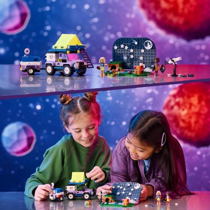 LEGO 42603 Friends Le Camping-Car d’Observation des Étoiles Jouet pour Enfants avec Figurines Animales plus Mini-Poupées