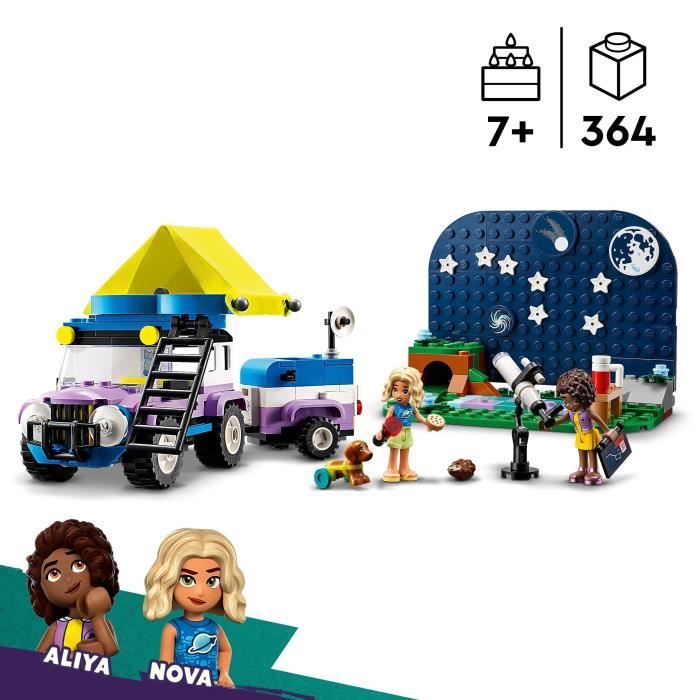 LEGO 42603 Friends Le Camping-Car d’Observation des Étoiles Jouet pour Enfants avec Figurines Animales plus Mini-Poupées