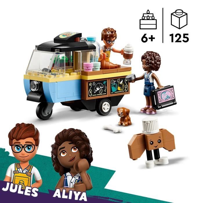 LEGO 42606 Friends Le Chariot de Pâtisseries Mobile Jouet Éducatif avec Figurines Aliya Jules et le Chien Aira