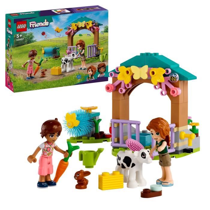 LEGO 42607 Friends L’Étable du Veau d’Autumn Jouet de Ferme avec Animaux pour Enfants 2 Figurines Figurine de Lapin