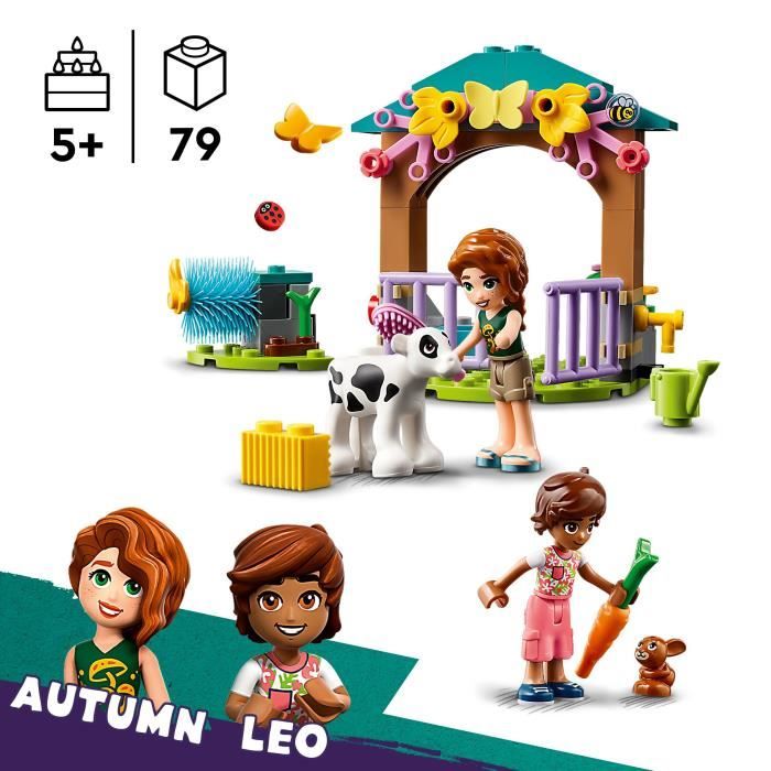 LEGO 42607 Friends L’Étable du Veau d’Autumn Jouet de Ferme avec Animaux pour Enfants 2 Figurines Figurine de Lapin