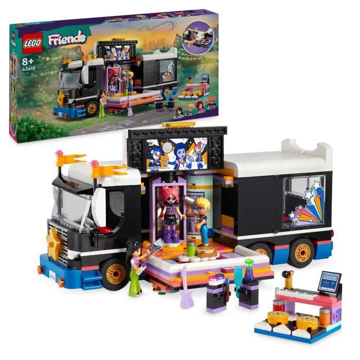 LEGO 42619 Friends Le Tourbus de la Star de la Pop Jouet Musical avec 4 Mini-Poupées Cadeau pour Enfants Des 8 Ans