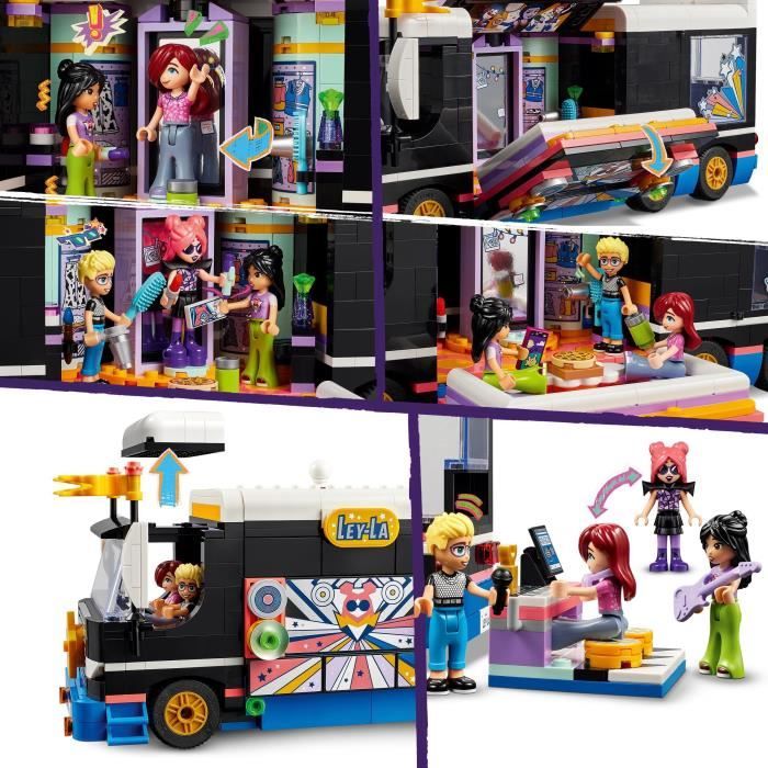 LEGO 42619 Friends Le Tourbus de la Star de la Pop Jouet Musical avec 4 Mini-Poupées Cadeau pour Enfants Des 8 Ans