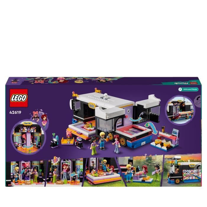 LEGO 42619 Friends Le Tourbus de la Star de la Pop Jouet Musical avec 4 Mini-Poupées Cadeau pour Enfants Des 8 Ans