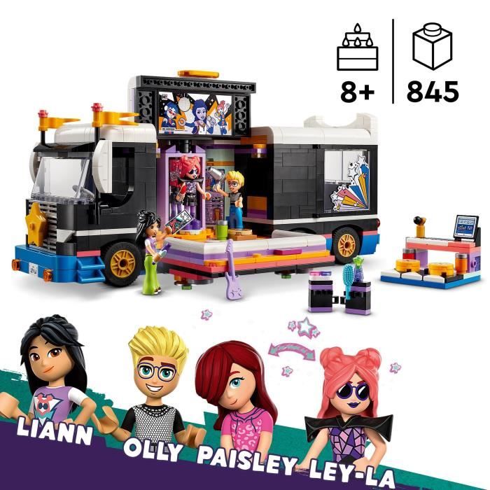 LEGO 42619 Friends Le Tourbus de la Star de la Pop Jouet Musical avec 4 Mini-Poupées Cadeau pour Enfants Des 8 Ans