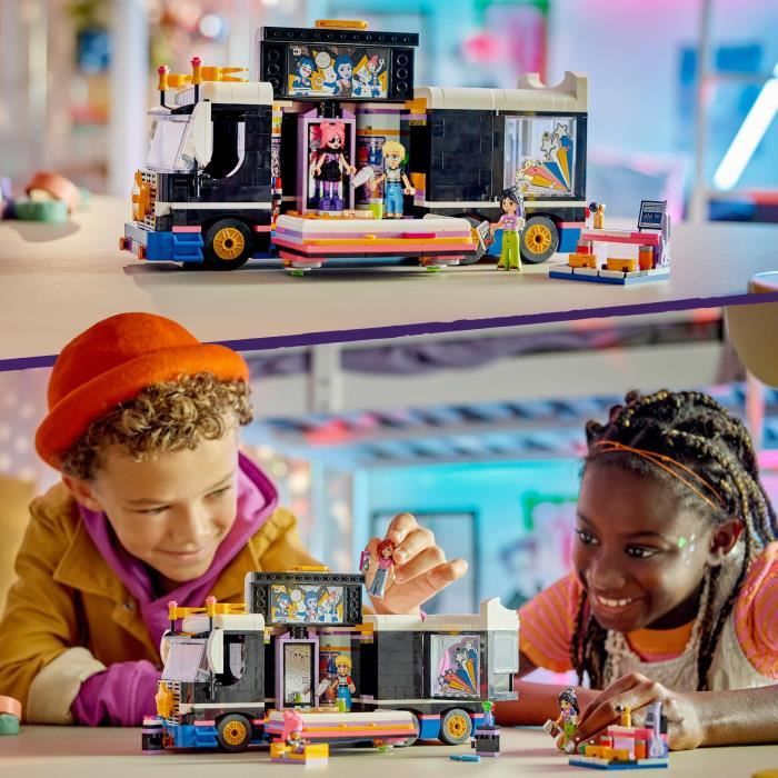 LEGO 42619 Friends Le Tourbus de la Star de la Pop Jouet Musical avec 4 Mini-Poupées Cadeau pour Enfants Des 8 Ans