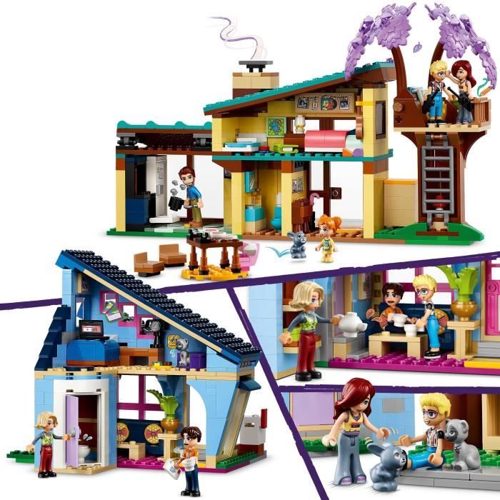 LEGO 42620 Friends Les Maisons Familiales d’Olly et de Paisley Jouet de Poupée avec Figurines et Accessoires